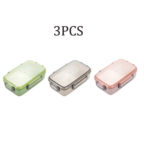 Portable Healthy Material Lunch Box Independent Lattice For Kids Bento Box Microwave Dinnerware Food Storage Container Foodbox: 3PCS plastic