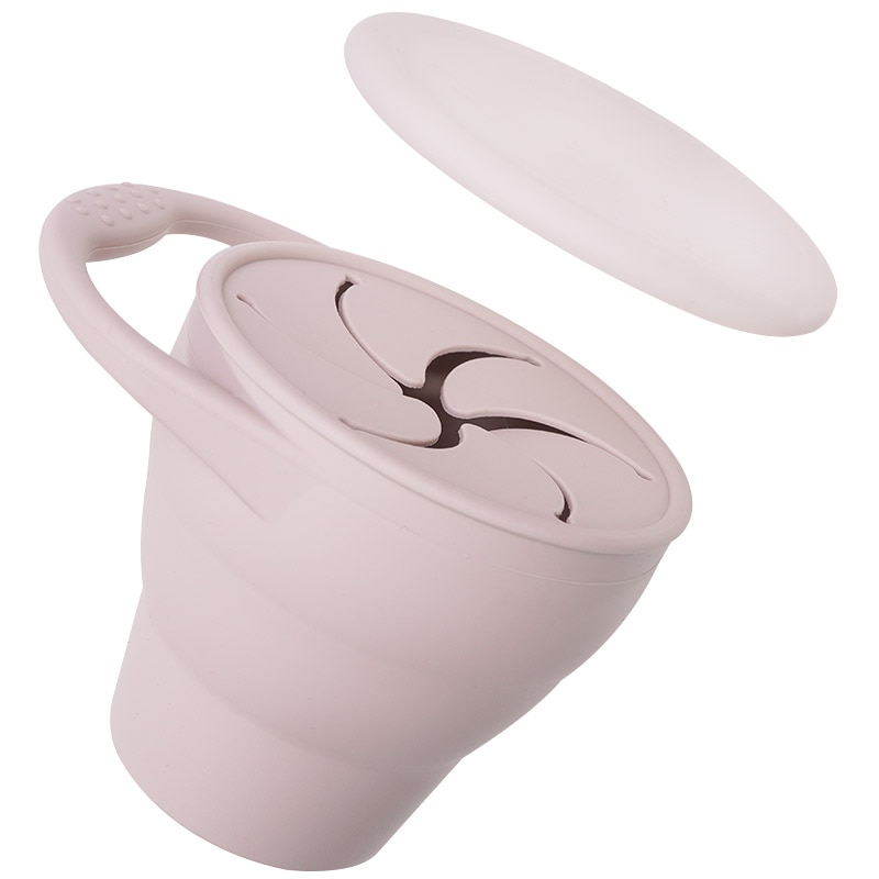 Taza de aperitivos para bebés, caja de almacenamiento de alimentos portátil para niños pequeños, contenedor de aperitivos de silicona sin BPA con tapa, colores sólidos: 002-dasty lilac
