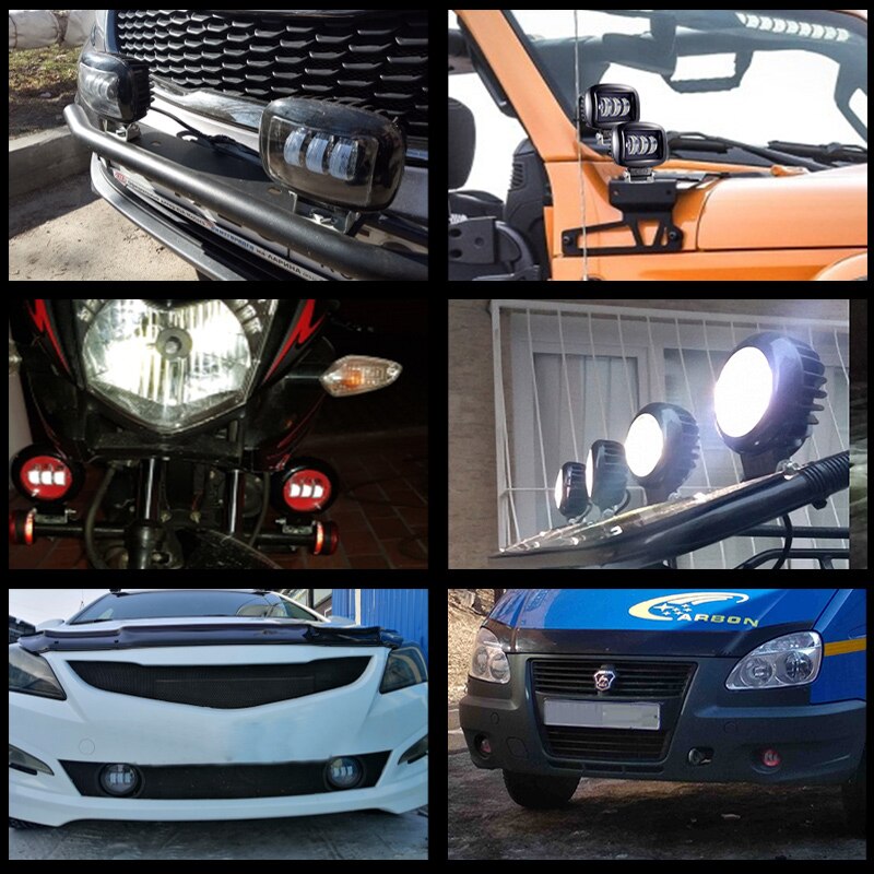 OKEEN-Luz led de trabajo con lente 6D, faro redondo de Squar de 30W y 12V para coche, 4WD, ATV, SUV, UTV, camiones, 4x4, luces de conducción todoterreno