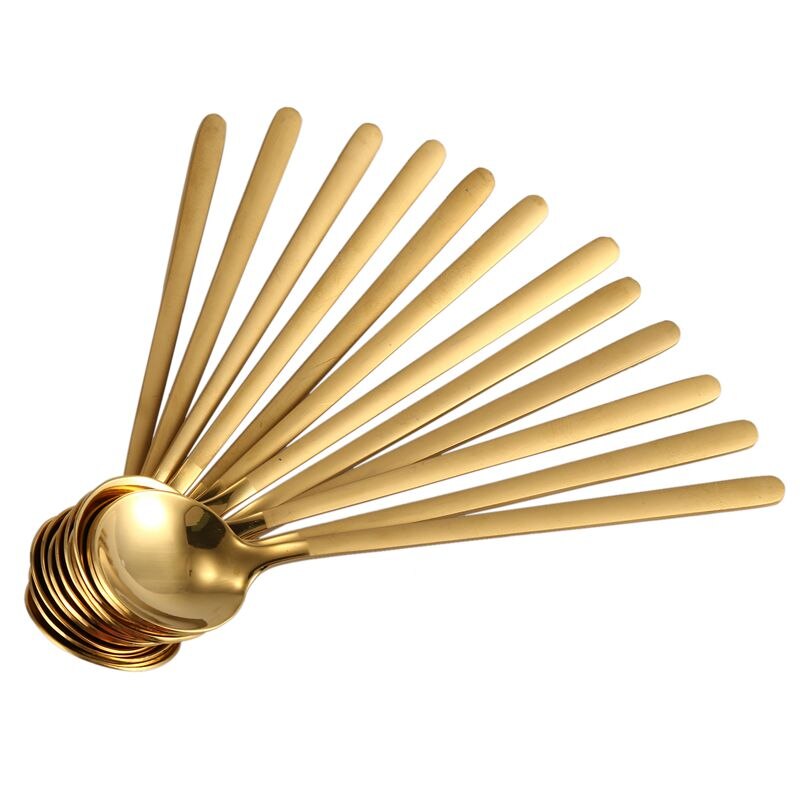 Round Shape Coffee Spoon Stainless Steel Mini Teaspoons Sugar Dessert Spoon Ice Cream Soup Spoon Kitchen Accessories(gold)