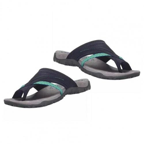 1 Pair Women Flip Flops Casual Anti-slip Rubber T-Strap Open Toe Comfort Sandals for Beach: Blue / 40