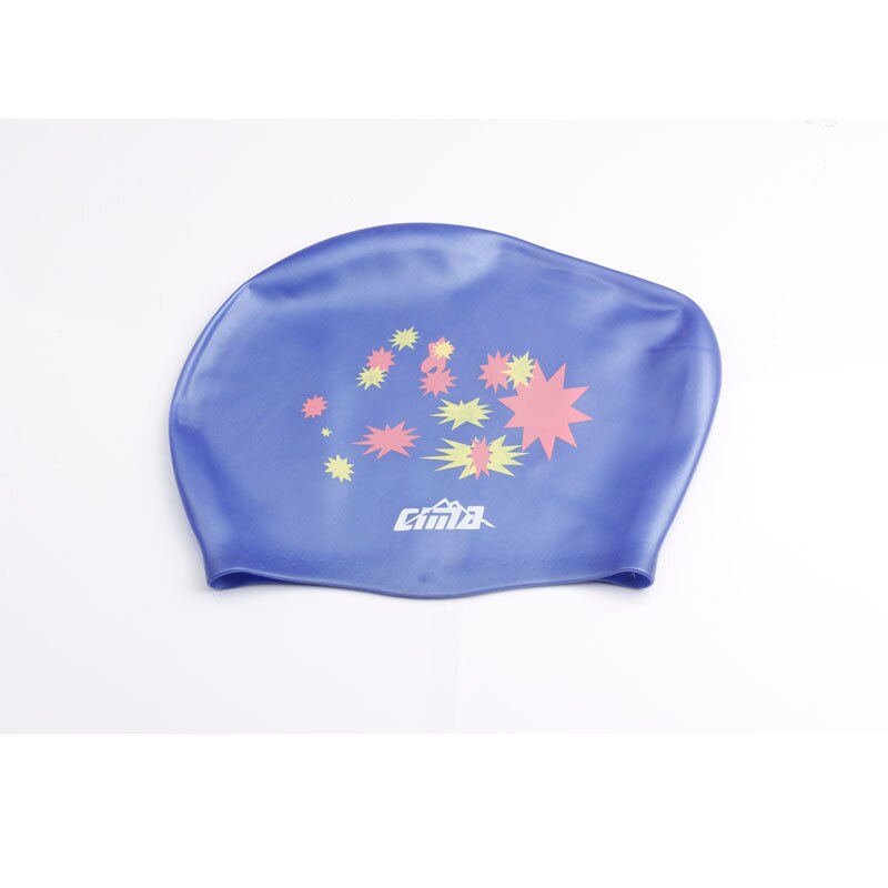 Swimming Cap Women Silicone Long Hair Extra Large Big Waterproof Swim Hat for Lady with Ear Cup Protect Elastic Swimming Caps: Blue Stars