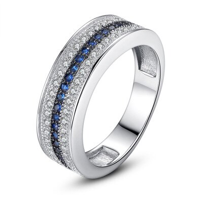 Huitan trendy kvinder engagement simpel ring bånd med blå pink lille cubic zirkon sten indstilling skinnende kvinder tilbehør smykker: 6 / Blå