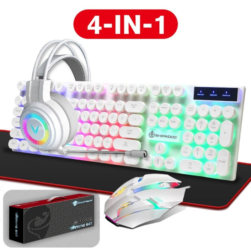 066A Mechanical Keyboard and Mouse Combo Rgb Gaming 104 Keys Wired Usb Keyboards Mouse and Mouse Pad for Computer Desktop