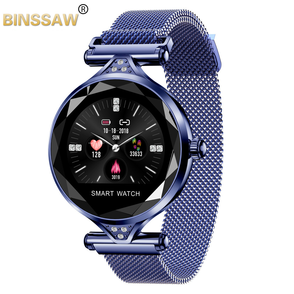 BINSSAW Frauen Smart Uhr Blutdruck Herz Rate Schlaf Monitor Schrittzähler luxus damen Smartwatch für Mädchen