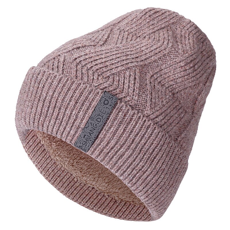 Vinterhuer til mænd twist varm skibeanie uld og bomuldsblanding afslappet strikhue: Khaki
