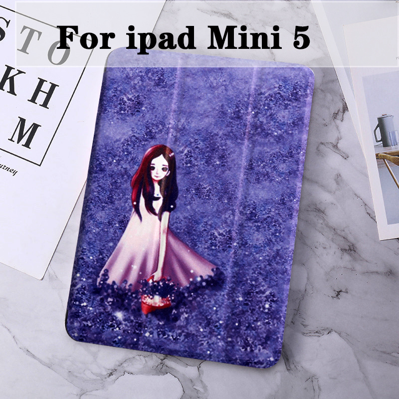 Dla ipad mini 5 4 3 2 1 etui malowane skórzane etui na tablet Mini5 Mini4 mini 1 2 3 powłoka ochronna odwróć stań Smart Cover: Lavender for Mini 5