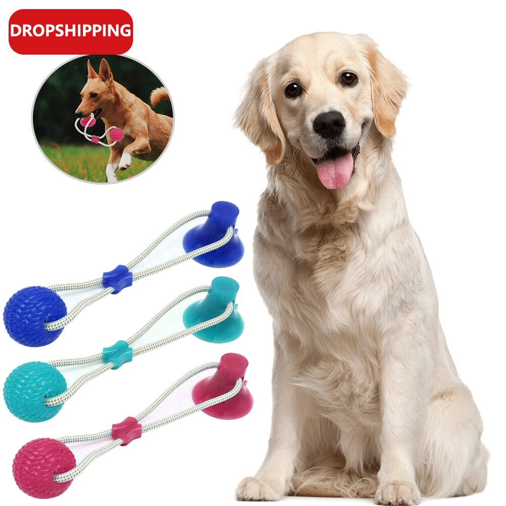 Multifunctioneel speelgoed voor honden met een kiesbijt, rubberen kauwbal, veilige reiniging van tanden, elastische tpr, zachte puppy, zuignap, bijtspeeltje voor honden