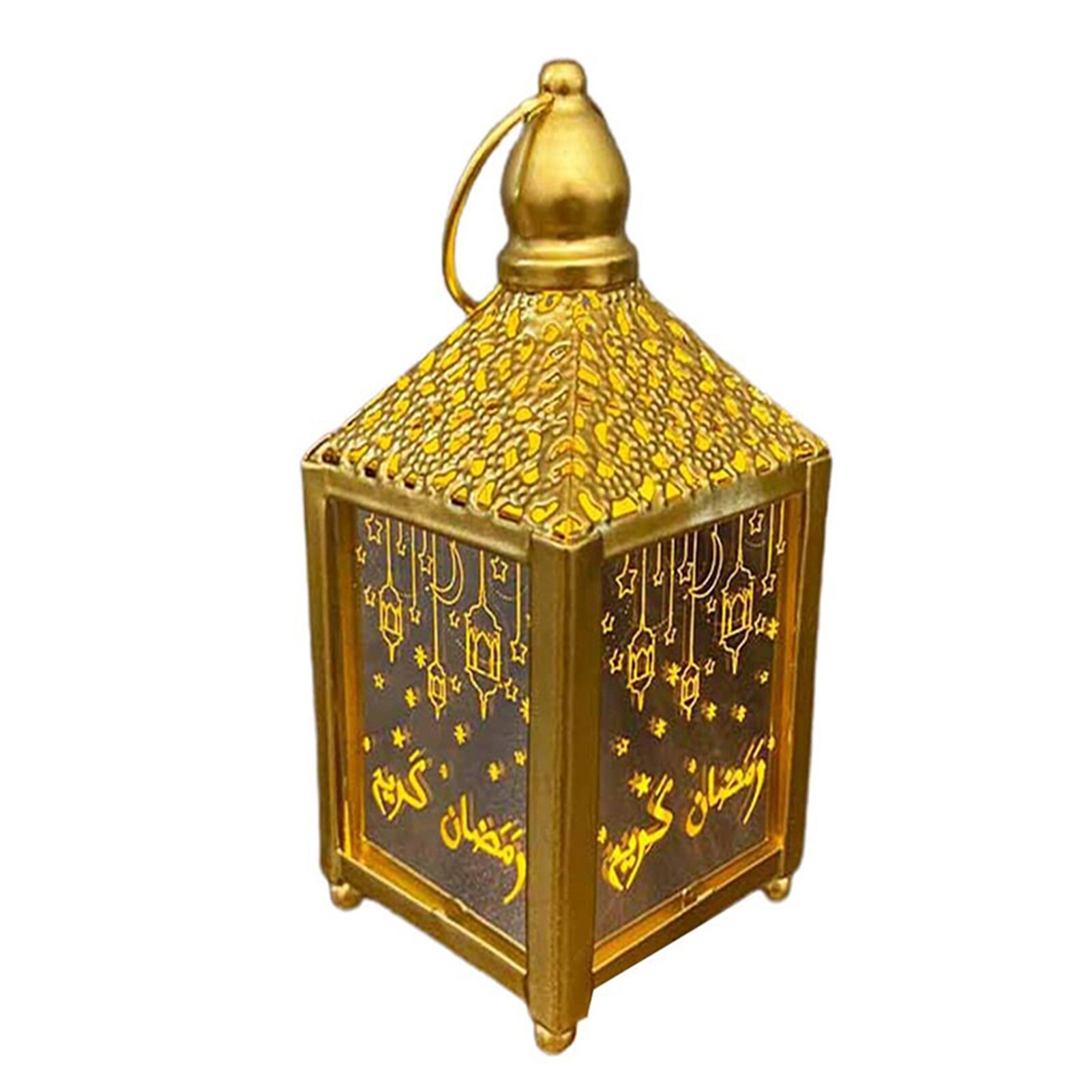 Golden/ White Ramadan Lantern Lamp Happy Eid Light Ramadan Interior Lamp Home Party Decoration Ornaments for B1: Gold / large