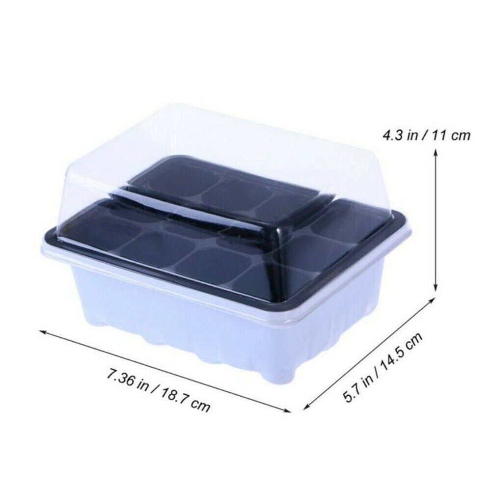 10PCS Seed Starter Propagation Tray 12 Cell Seedling Plant Clone Greenhouse