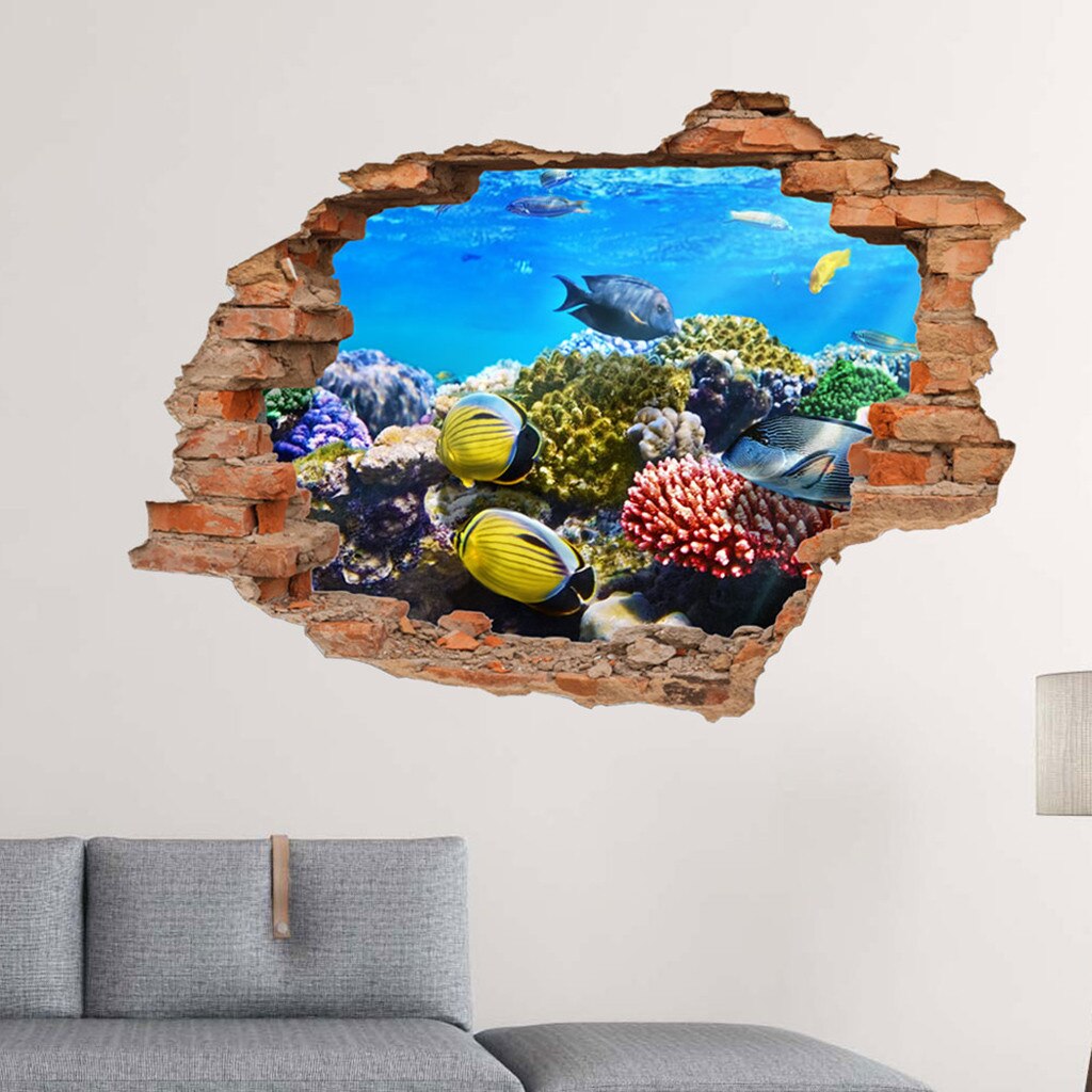 3D Window Sea View Removable Art Decal Mural Wallpaper Wall Stickers Living Room Bedroom decoration Wall Stickers для кухни: G1PC