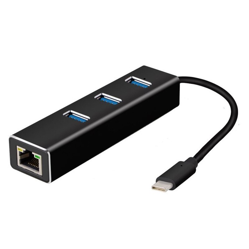 3 Häfen USB-C zu USB 3,0 Hub mit Gigabit Ethernet RJ45 LAN Netzwerk Adapter Hub zu 10/ 100/100 0Mbps verdrahtet USB Netzwerk