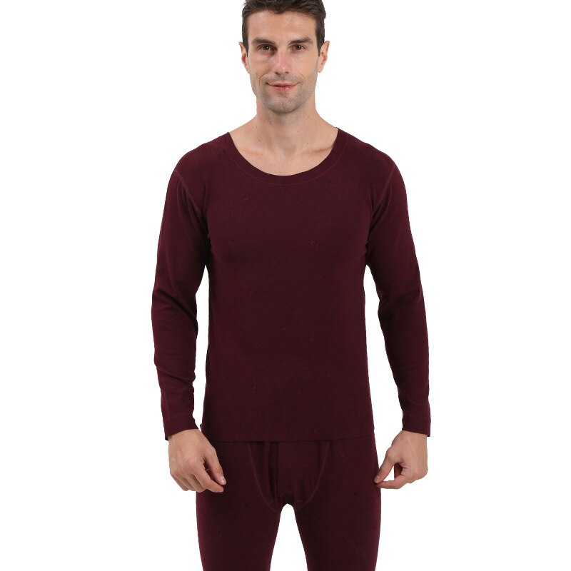 Men Thermal Underwear Sets Warm Long Johns Autumn Winter Thermal Underwear For Men Thick Thermal Clothing Suit Thermal Underwear: Burgundy / L