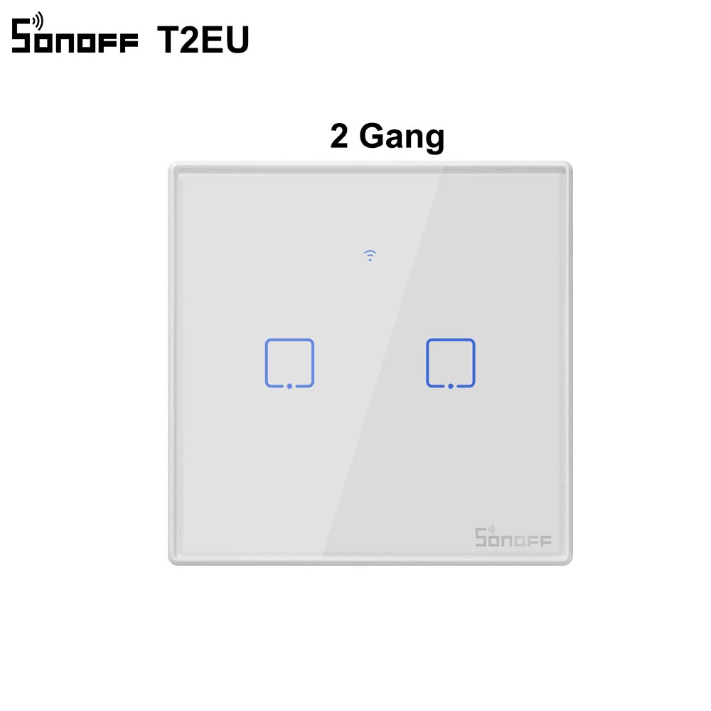 SONOFF T2EU TX inteligente Wifi pared Interruptor táctil con frontera casa inteligente 1/2/3/banda 433 RF /Control de voz/aplicación/táctil funciona con Alexa: 2 gang