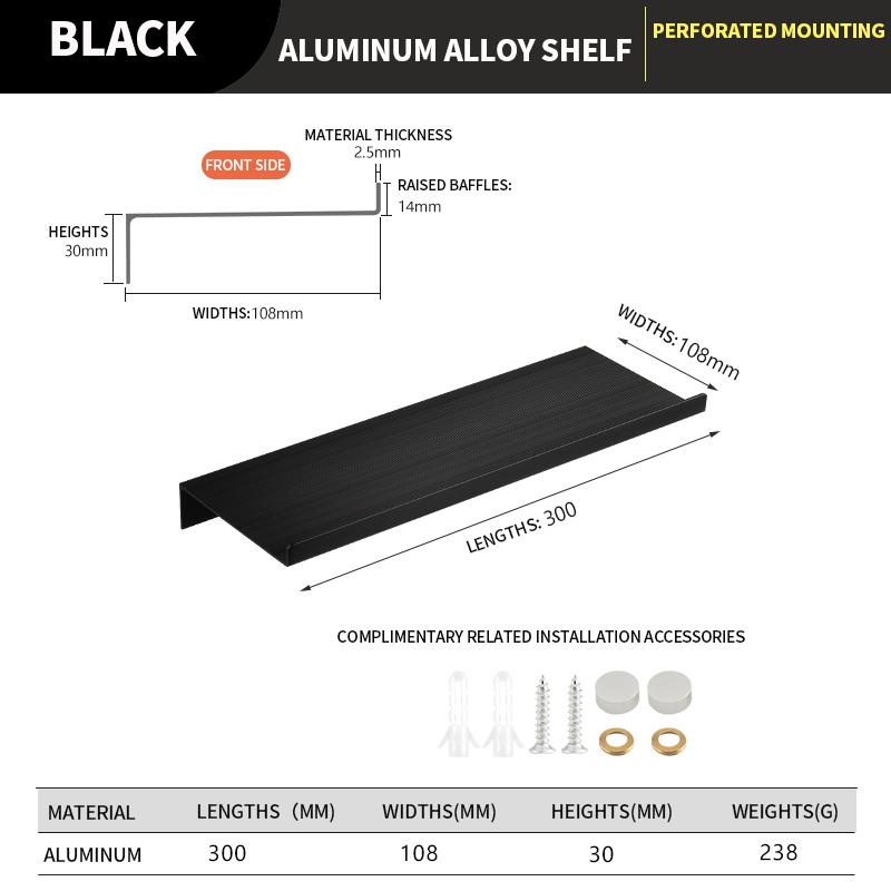 Mensole da bagno galleggianti Portaoggetti da parete Organizzatore per la casa Organizzatori di mobili da cucina per bagno Mensola da parete in metallo: BIANCO