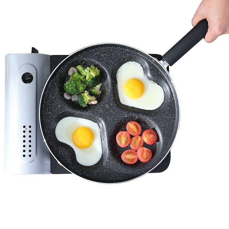 Hjerteformet non-stick stekepanne fire hull for egg skinke panne kake maker ingen olje-røyk frokost grill panne kokekar multifunksjon