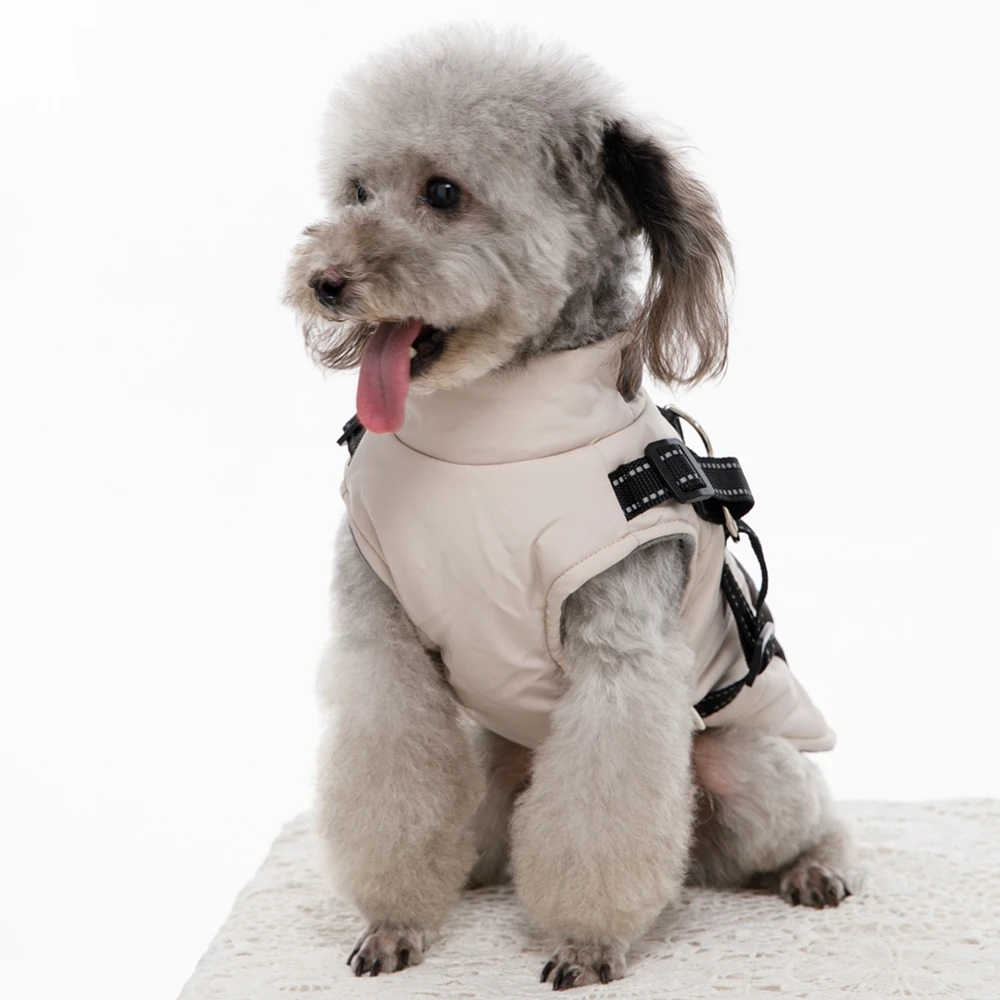 Hundemäntel, Windschutz mit Dual-D-Leine, Weste, Hundejacke, Wärmer Hunde-Kapuzenpullover, warme Hundekleidung