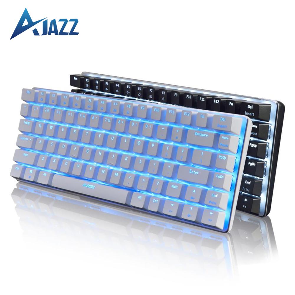 Ajazz AK33 clavier mécanique filaire clavier de jeu USB 82 touches bleu/noir commutateur rvb/1 couleur clavier rétro-éclairé pour PC Gamer