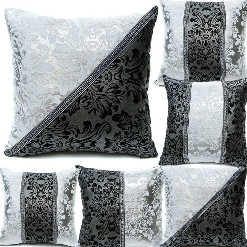 Gris noir jeter taie d'oreiller housse de coussin taie d'oreiller maison canapé décor impression taie d'oreiller