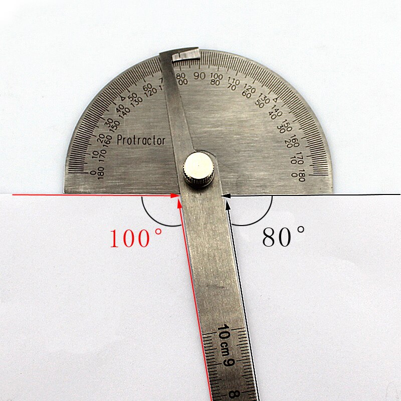 Stainless steel protractor 100mm DIY woodworking tool measuring instrument 180 ° angle gauge multi-function angle ruler