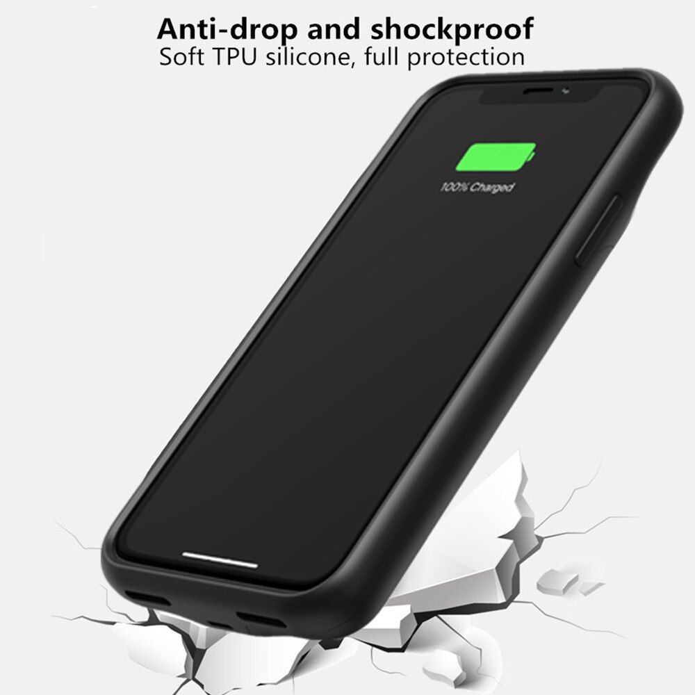 KQJYS Portable Soft TPU Full Covered Battery Case for iPhone 11/11 Pro Mobile Power Case for iPhone 11 Pro Max