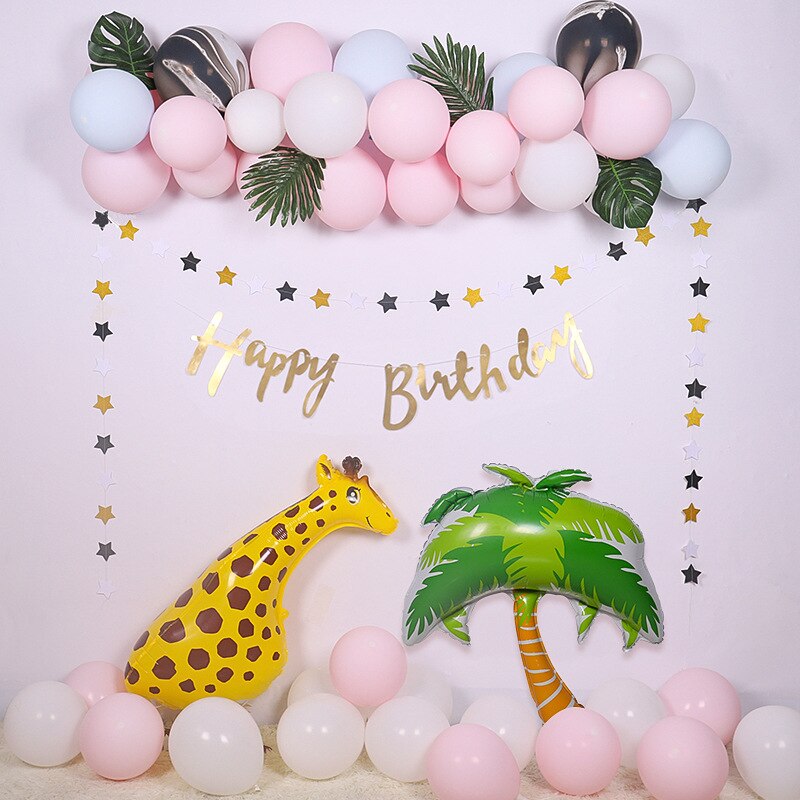 Birthday Party Decoration Balloon Adult Birthday Arrangement Children's Aluminum Film Balloon Package Macaron Animal Theme: B