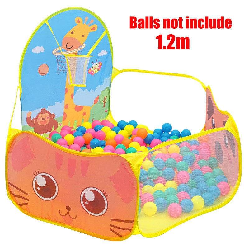 1.5M Portable Baby Playpen Children Ball Pit with Basketball Hoop Kids Dry Ball Pool Folding Indoor Outdoor Ballenbak Toys: GR0052Yellow-120cm