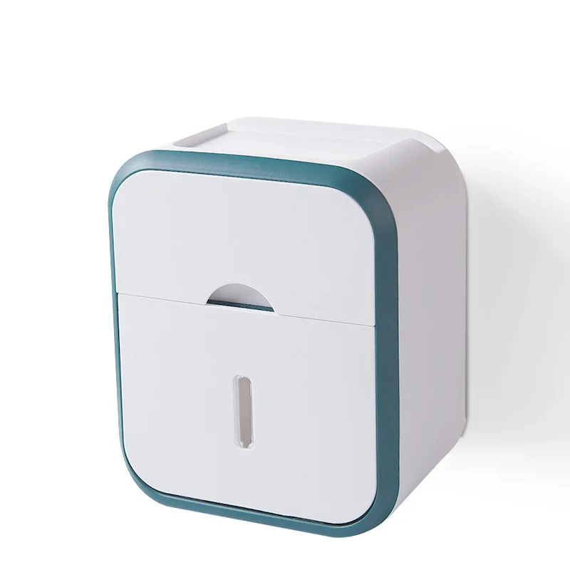Aufbewahrungsbox für Toilettenpapier, wasserdicht, hohe Kapazität, staubdicht, stanzfrei, zur Wandmontage, Rollenpapier, Badezimmer, Heimbedarf: Weiß