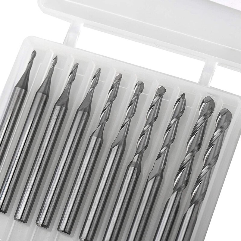 Ball Nose End Mill Set Cuting Edge Diameter CNC Engraving Router Bits Milling Cutter For Wood Working, Shank 3.175Mm