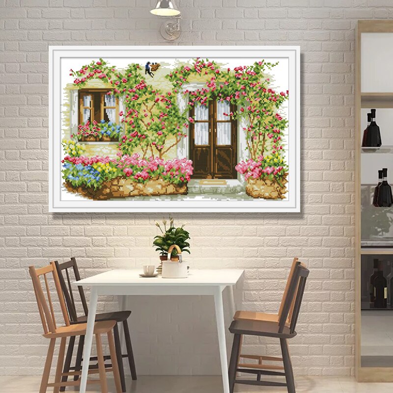 Kit Punto Croce XIGAWAY Sweet Home, 14 CT, Stampato, Con Disegno E Filati, Per Decorazione Casa - 11