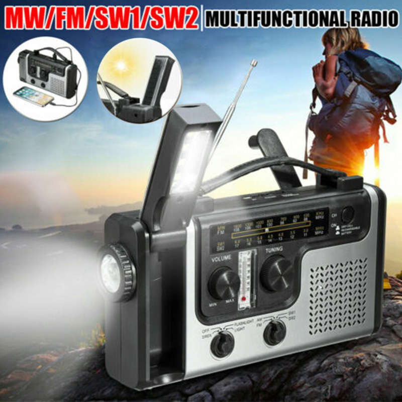 Solar Power Radio Multifunctional hand crank radio FM/AM Radio Built-in Speaker Support LED Emergency Flashlight Table Lamp