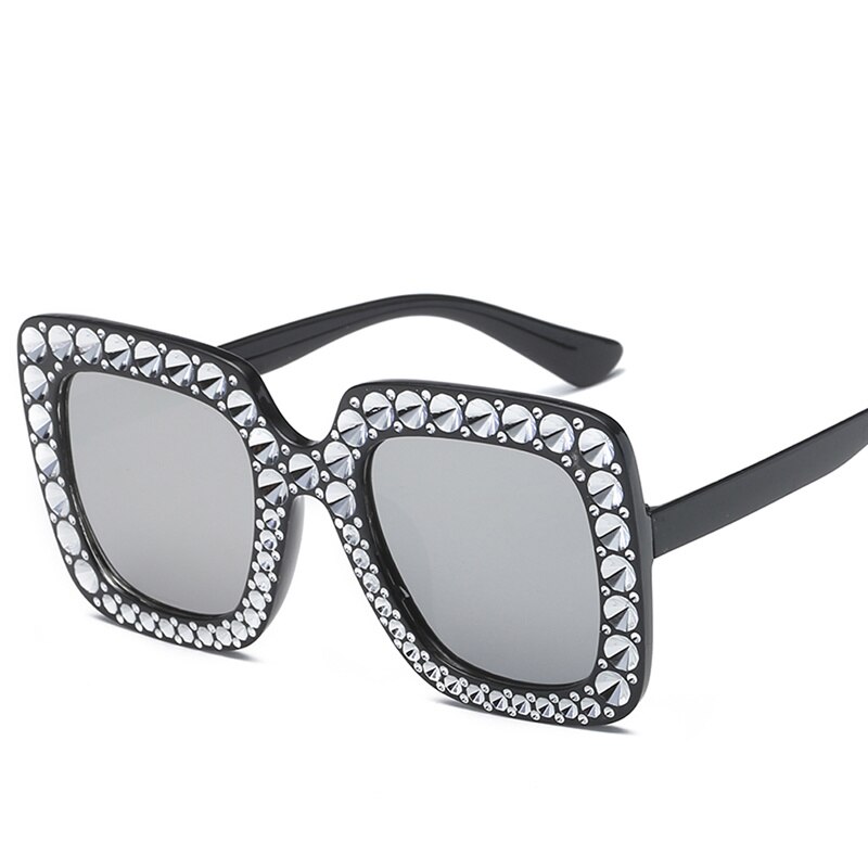Firkantede vandre solbriller kvinder italien mærke diamant solbriller damer vintage overdimensionerede kvindelige beskyttelsesbriller  uv400