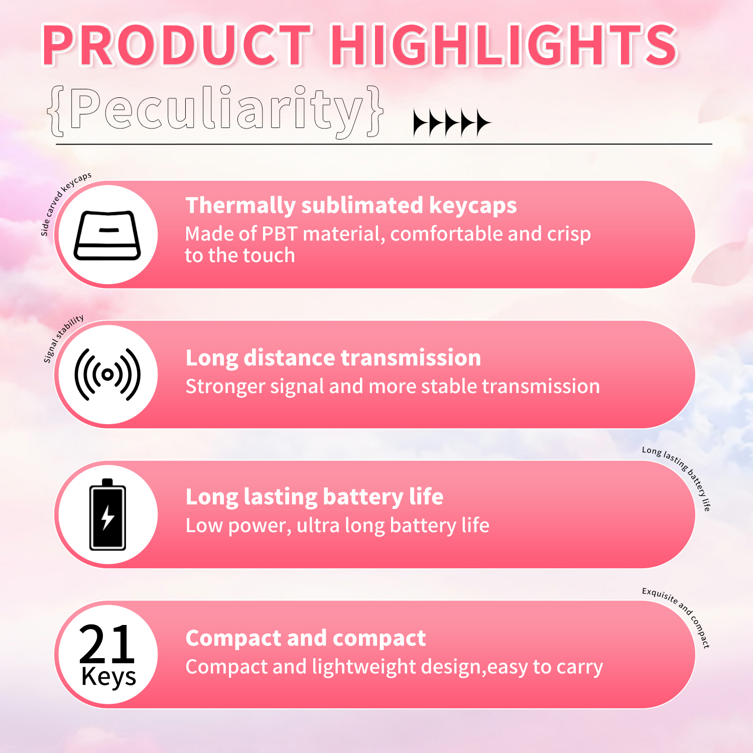 21-Key Wireless Mechanical Keyboard Number Pad Tri-Mode Cartoon Numeric Keypad with -Swappable Switches RGB Backlight