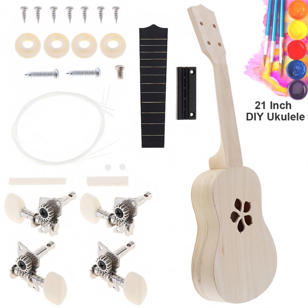 DIY Handmade DIY Ukulele Kit 21Inch Hawaii Guitar Painting Assembly: Sakura