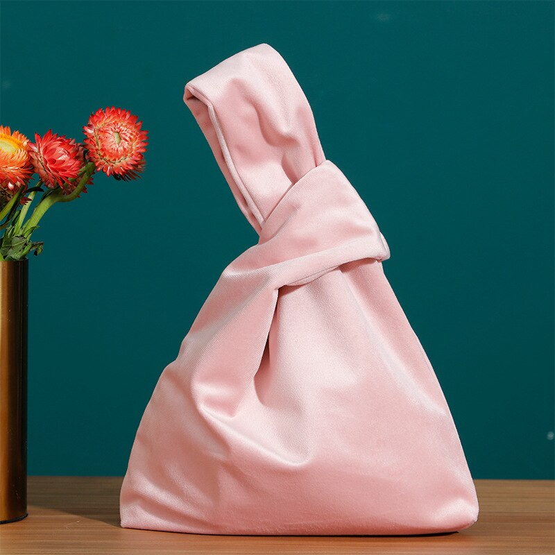 Autunno inverno retrò velluto borse da donna borsa da polso con nodo a barra borsa da trasporto semplice in stile giapponese borsa per telefono: 1