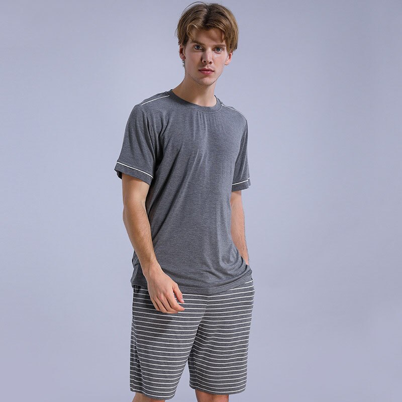 Summer Men Pajamas Short Sleeve Male Pajama Set Pure Cotton Pajama For Men Sleepwear Suit simple Homewear L-XXXL