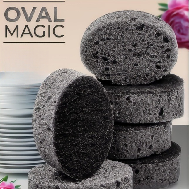 Esponja mágica de algas marinas negras de forma ovalada para cepillos de limpieza de cocina, limpieza de lavavajillas, esponja mágica duradera, herramientas para el hogar