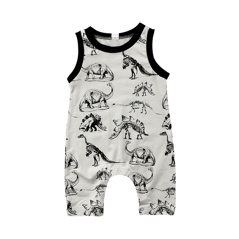 Newborn Baby Boys Girl Dinosaur Romper Jumpsuit Outfits Sleeveless Summer Clothes 0-18M