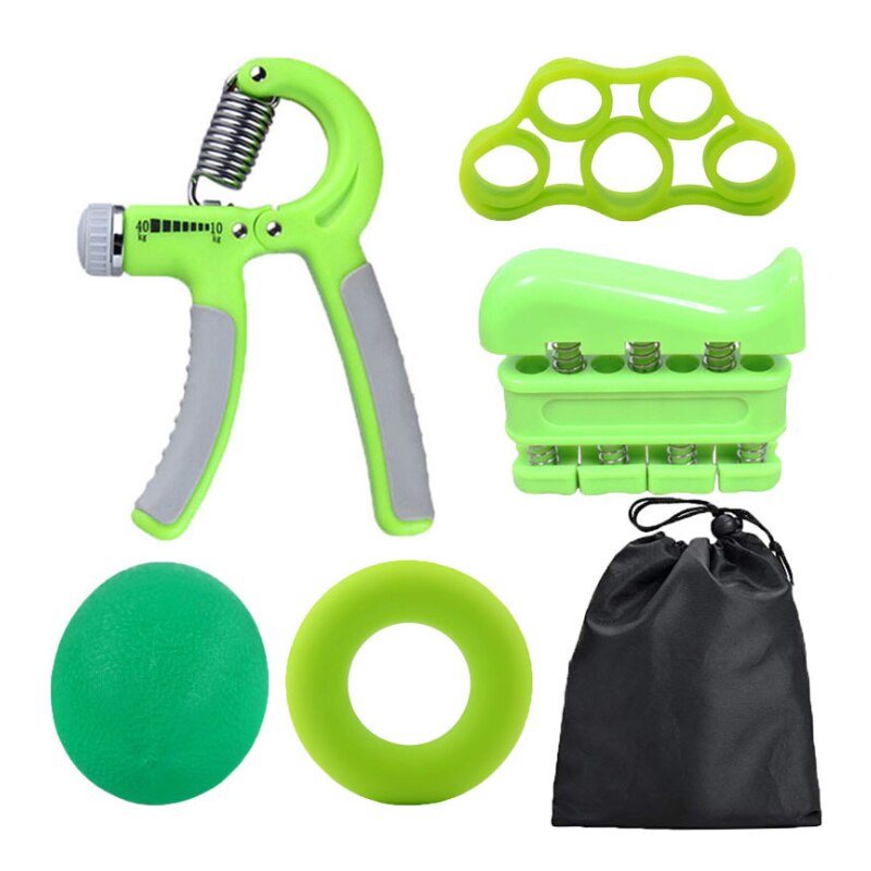 5 Pack Hand Grip Strength Trainer Kit Strengthener Exerciser Trainer Finger Forearm Strength Muscle Recovery Heavy Hand Gripper: 5pcs Green