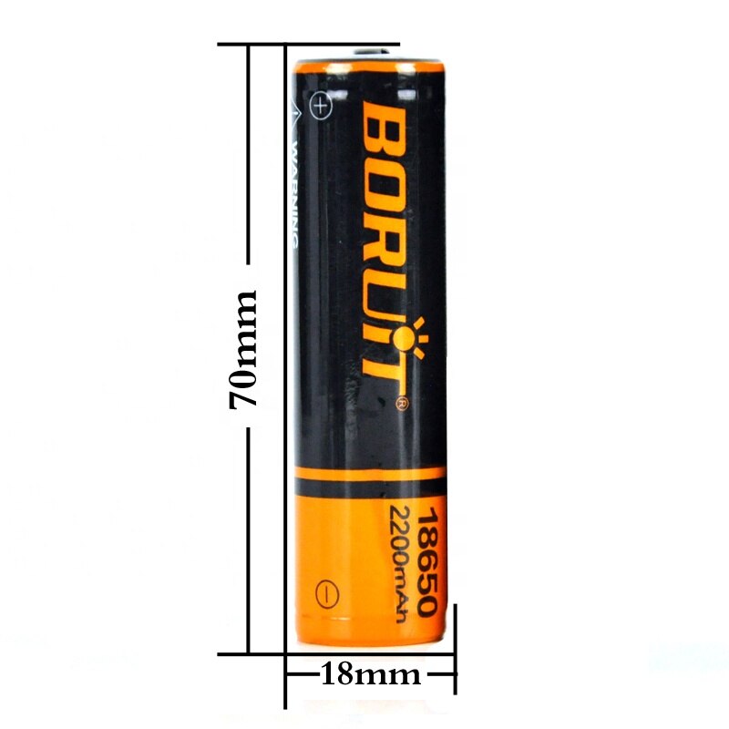 BORUiT Rechargeable 3.7V 18650 2200mAh Li-ion Battery with PCB for Headlamp and Flashlight