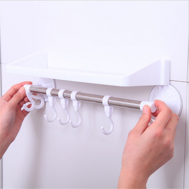 Multifonctionnel unipolaire crochet support Double aspiration porte-serviettes étagères suspendues crochets Type de verrouillage ventouse crochet pour salle de bain