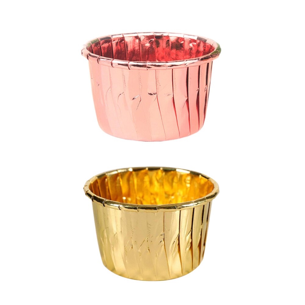 100 stuks cakevormpjes hittebestendig gekruld papier wegwerpfeestbenodigdheden voor het bakken van bruiloften: Zoals weergegeven