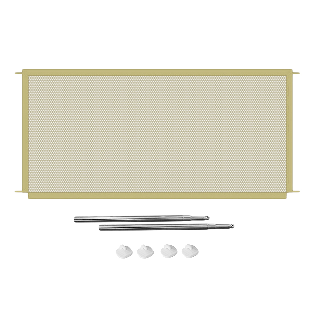 Universal Dog Gate Magic Gate Ingenious Mesh Dog Fence For Indoor and Outdoor Safe Pet Dog Gate Safety Enclosure Pet Supplies: Beige 110x72cm