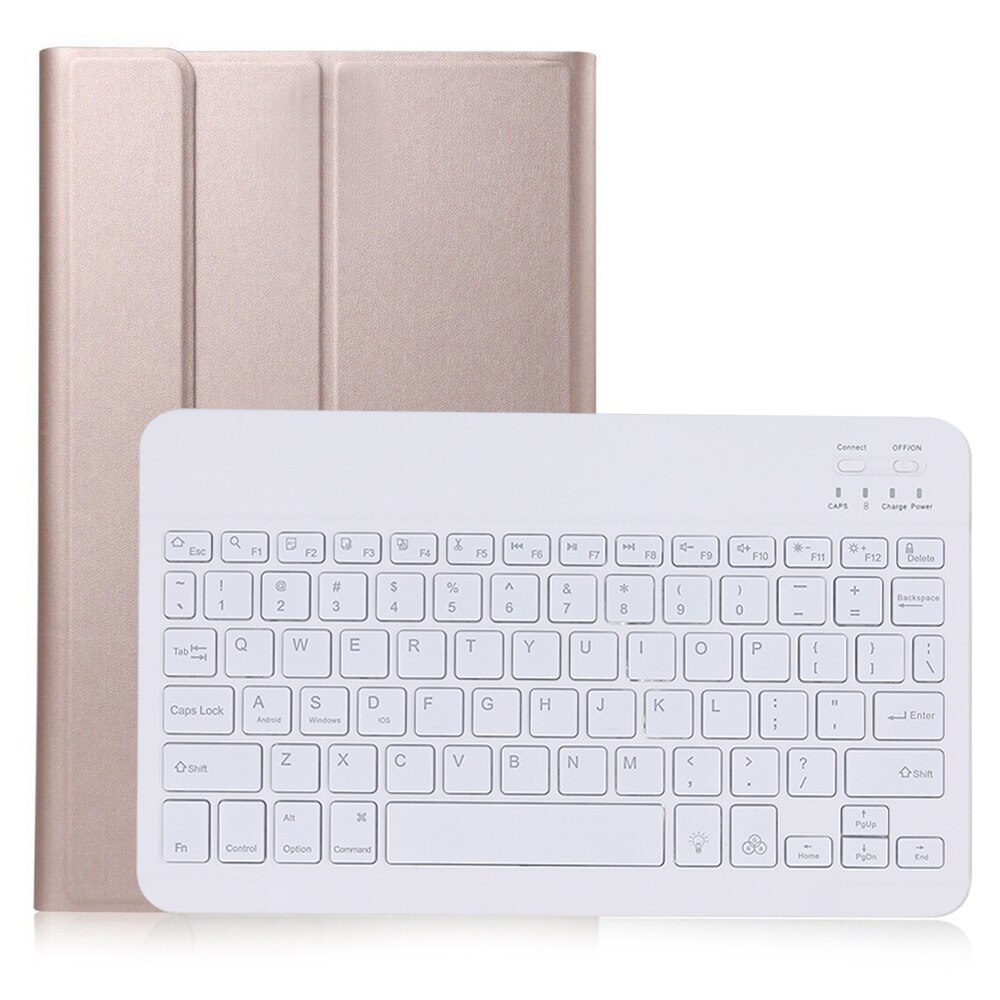 Teclado inalámbrico retroiluminado para Samsung Galaxy Tab S5e SM-T720 SM-T725 Funda de cuero PU con tapa y soporte con portalápices: Rose Gold