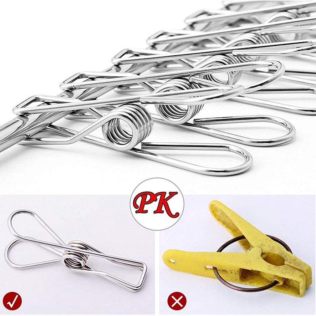 Roestvrij Stalen Klem Effen Lente Clip Wasknijpers Opknoping 6.5Cm Huishouden Kleren Klemmen Sok Rack Broek Clip