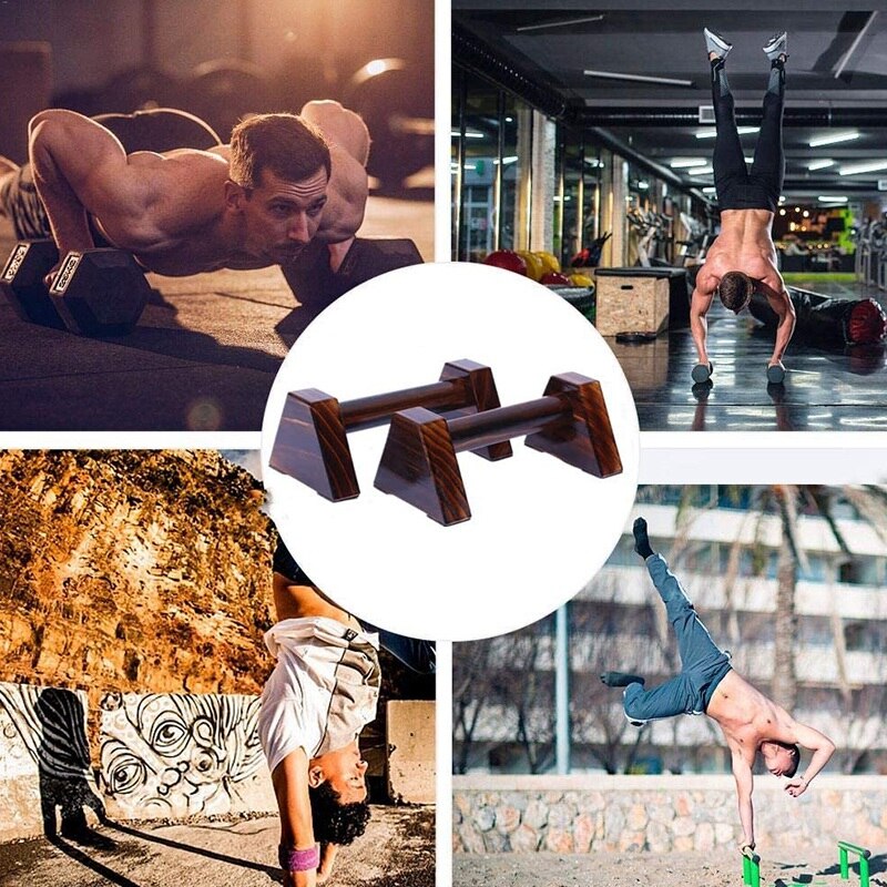 1 Pair of Wooden Push-Up Equipment Gymnastic Handstand Fitness Exercise Tool Men and Women Training Equipment