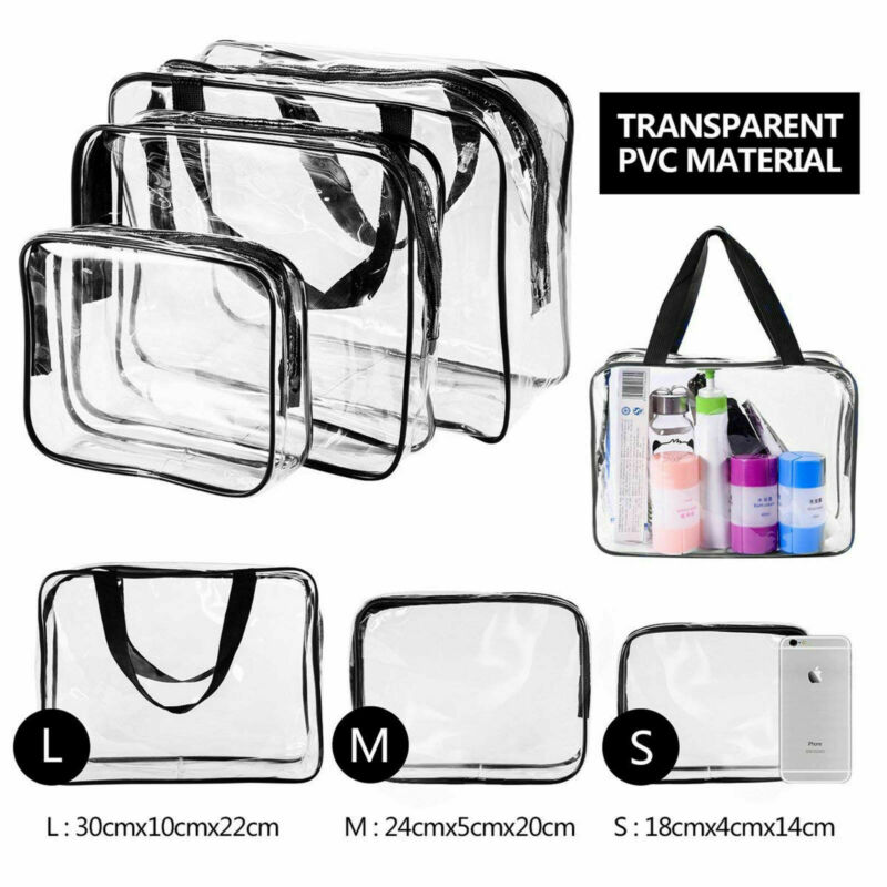 Femmes sacs à cosmétiques Transparent en plastique PVC voyage cosmétique maquillage sac organisateur trousse de toilette pochette à fermeture éclair/par