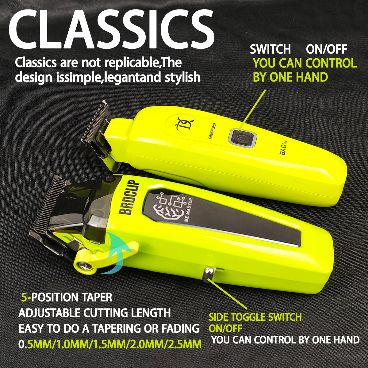 BRDCLIP 106 DK078 Professioneller Haarschneider 7500 U/min 7200 U/min Elektrischer Akku-Trimmer DLC-Klinge mit Ladestation Herrenfriseur