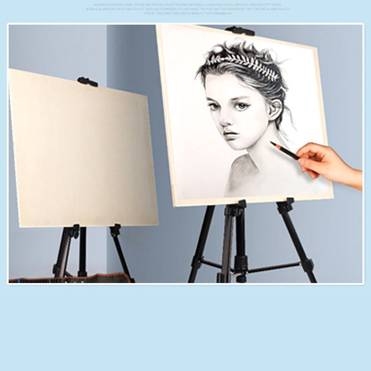 KICUTE Portable Adjustable Metal Sketch Easel Stand Foldable Travel Easel Aluminum Alloy Easel Sketch Drawing Artist Art Supplie