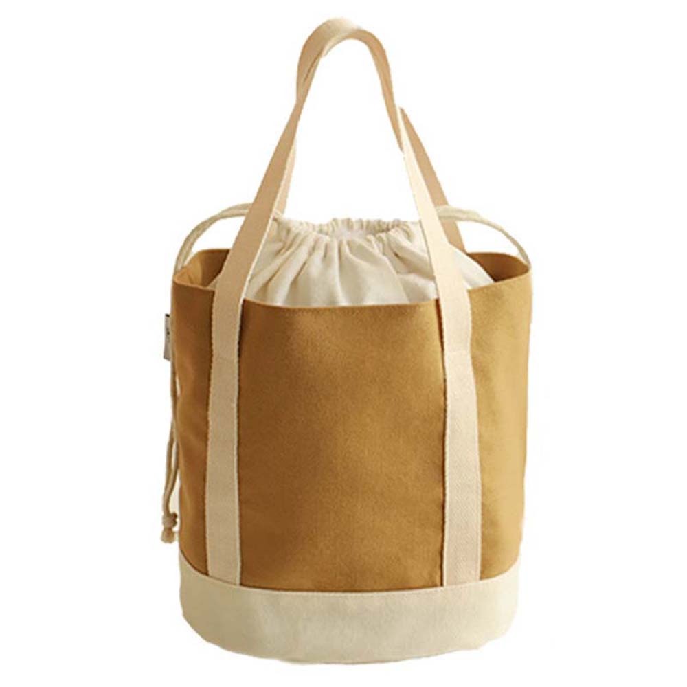 Aluminum Film Thermal Insulation Bag Thickened Large Capacity Drawstring Lunch Handbag Japanese Style Canvas Picnic Box Pouch: black
